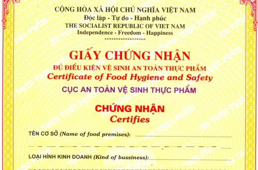 Cấp giấy chứng nhận vệ sinh an toàn thực phẩm cho hộ kinh doanh